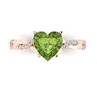 Clara Pucci 2.19 ct Heart Cut Twisted Solitaire Halo Genuine Natural Peridot Engagement Promise Anniversary Bridal Ring 18K Rose Gold
