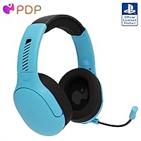 PDP AIRLITE Pro Wireless Headset, Officially Licensed by Sony Playstation 5, Playstation 4, PS5/PS4/PS3/PC, Lightweight Durable 40 Foot Connection, Noise-canceling Flip-to-Mute Mic, Neptune Blue