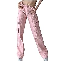 Women's Hiking Cargo Pants Baggy Pocket Athletic Pants Trendy Mid Waist Hippie Full Pant Loose Fit Y2K Trousers