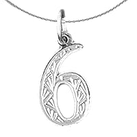 Gold Number Six | 14K White Gold Number Six, 6 Pendant with 16
