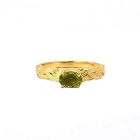 Handmade Oval Shape Gold Plated Brass Single Stone Ring | Peridot Gemstone Statement Bezel Sett Ring | Gift For Her Jewelry | 2121 1