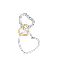 10kt Two-tone Gold Womens Round Diamond Triple Heart Pendant 1/20 Cttw