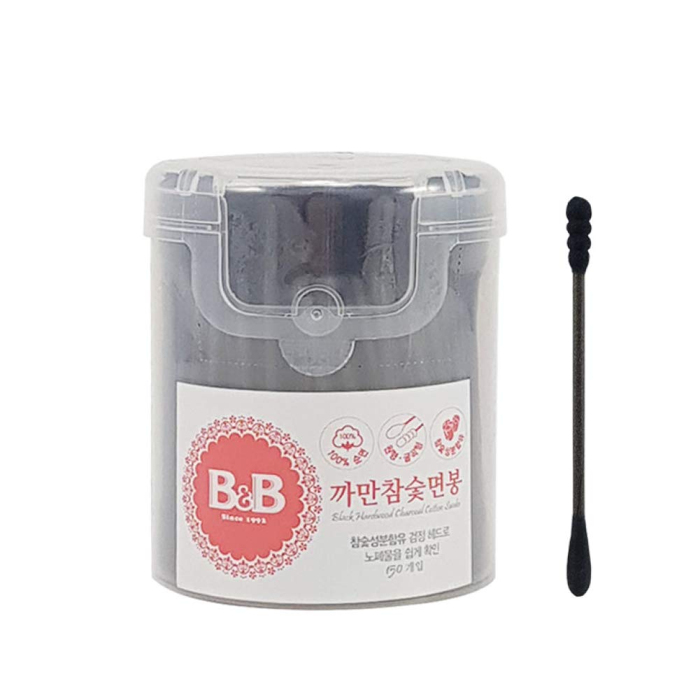 B&B Cotton Swab (Black Hardwood Charcoal Cotton Swabs - 150P) Excellent For Removing Foreign Substances (5 pack)