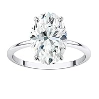 Kiara Gems 3.50 CT Oval Colorless Moissanite Engagement Ring for Women/Her, Wedding Bridal Ring Sets, Eternity Sterling Silver Solid Gold Diamond Solitaire 4-Prong Sets for Her
