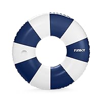 FUNBOY Giant Vintage Navy Blue Stripe 48'' Tube Float with Integrated Cup Holder, Perfect for a Summer Pool Party, Large