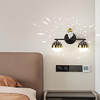 10W Dimmable Led Wall Sconce Star Projection Bath Vanity Light Fixtures Metal Led Wall Lamp with Matte Black Finish Astronaut Wall Light with Easy Install 3 Light Settings