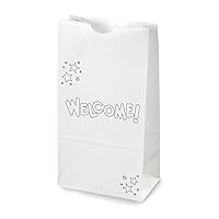 Hygloss Welcome Gift, 100-Pack, Printed White Paper Bag, 5