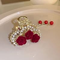Rose Pearl Grab Clip Rhinestone Butterfly Tassel Ponytailtail Clip Women Hair Accessories Gifts 01