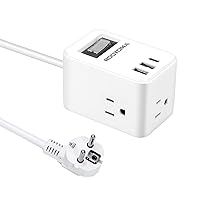 Germany France European Travel Plug Adapter, ROOTOMA Type E F Plug Adapter with 3 USB, Plug Adapter for US to European,German French Iceland Spain Greece Poland Portugal and More