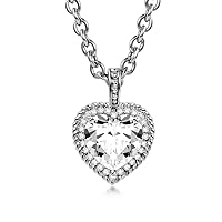 DAN Cable Heart Pendant Necklace for Women Teen Girls Bride Girlfriend Wife With Jewelry Box