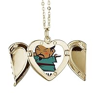 The Outlaws Of Marsh Songjiang Drawing Folded Wings Peach Heart Pendant Necklace, ys/m