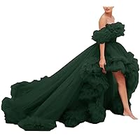 High Low Prom Dress Puffy Tulle Maternity Dresses Off The Shoulder Ball Gown Formal Evening Party Gowns