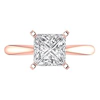 Clara Pucci Yellow/Rose/White 14k Gold Solitaire Statement anniversary Engagement Promise Ring - 2Ct Princess Cut Simulated Diamond
