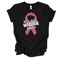 This is What A Warrior Looks Like Inspiring for Cancer Fighters and Survivors Pink Ribbon Short Sleeve Ladies Graphic T-Shirt