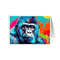 ARA STEP Unique All Occasions Animals Pop Art Greeting Cards Assortment Vintage Aesthetic Notecards 6 (Set of 8 SIZE 105 x 148.5 mm / 4.1 x 5.8 inches) (Gorilla Animal 3)