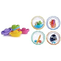 Munchkin® Little Boat Train Baby and Toddler Bath Toy, 6 Piece Set & ® Float & Play Bubbles™ Baby and Toddler Bath Toy, 4 Count