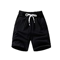Summer Men's Loose Stretch Black Khaki Blue Thin Cotton Plus Size Beach Shorts