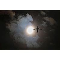 ConversationPrints APRIL 8 2024 SOLAR ECLIPSE GLOSSY POSTER PICTURE PHOTO PRINT SUN MOON PLANE