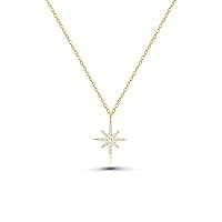 14K Real Gold North Star Pendant, Minimalist Gold Celestial Necklace, Dainty Custom North Star Necklace, North Star Necklace