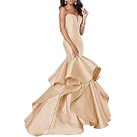 Women's Mermaid Prom Evening Party Dresses Tiered Formal Dress