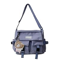 JQAliMOVV Messenger Bag Aesthetic, Kawaii Messenger Bag for Girls Women, Large Nylon Crossbody Bag Purse, Cute Messenger Bag