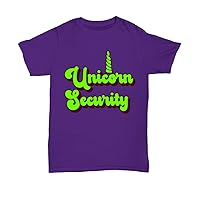Unicorn Security Neon Green Vintage Retro 70s 80s 90s Women Men Plus Size Graphic Novelty T-Shirt Purple