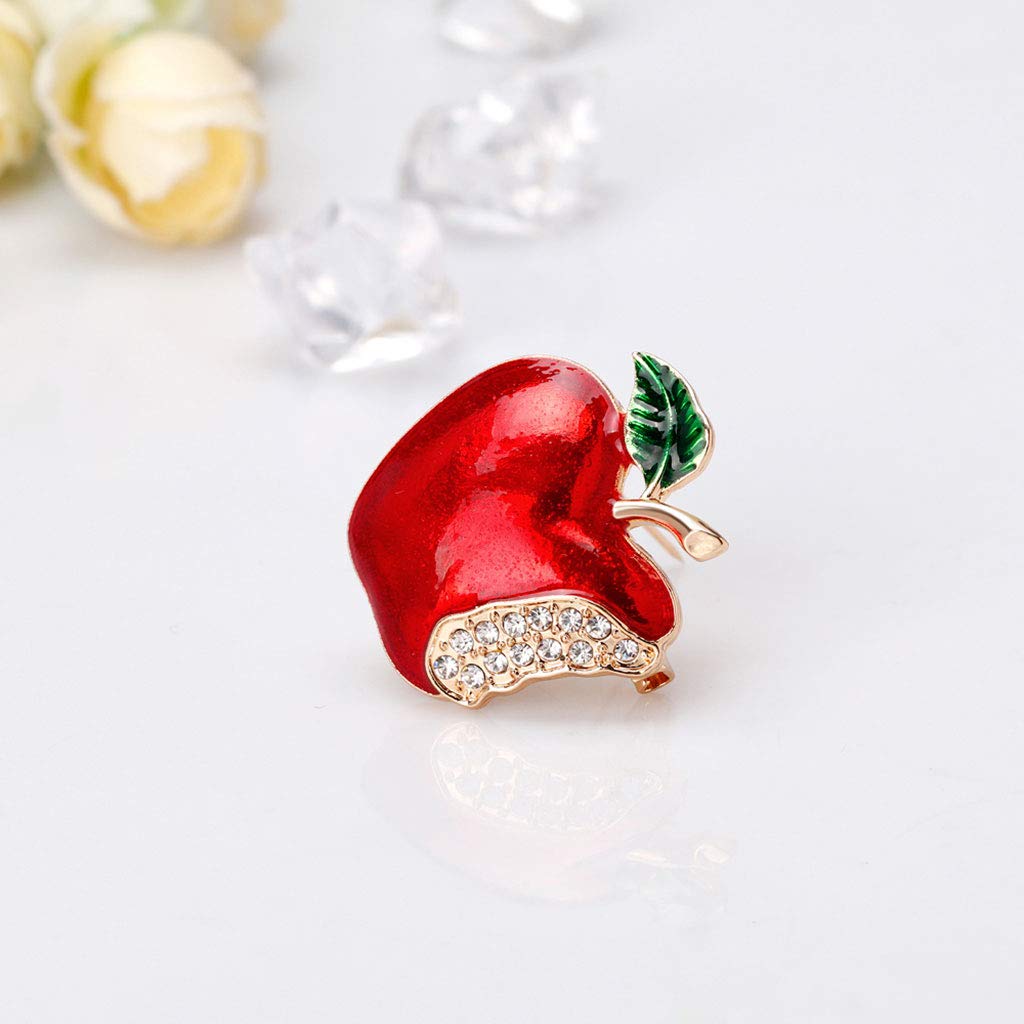 yunestry New Year Christmas Apple Brooch Corsage Gift Rhinestone Banquet Scarf Pins Badge