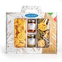 Pasta Gift Set - Imported From Italy - Perfect for The Foodie In Your Life - Italian Feast Tagliolino, Paglia e Fieno Tagliatelle, Red Pesto & Basil Pesto