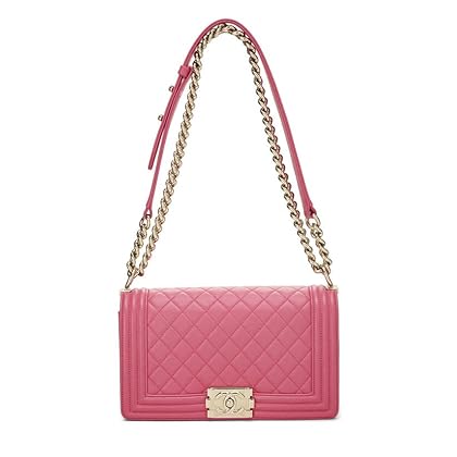 CHANEL, Pre-Loved Pink Quilted Lambskin Boy Bag Medium, Pink