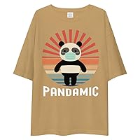 Pandamic Bear with Mask Pandemic Retro Panda Sunset Oversize Tee