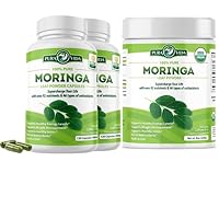 Moringa Capsules 120ct. 500mg Caps. (Pack of 2) and Moringa Powder 8 oz.