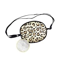 Lazy Eye Breathable Adjustable Strabismus Shading Natural Silk Eye Patch Pad Amblyopia Corrected Single Eye Mask for Adlut(Leopard)