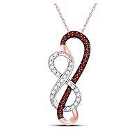 10K Rose Gold Chocolate Brown Diamond Double Infinity Necklace Pendant 1/6 Ctw.