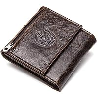 Wallet for Men Men's Wallet Leather Tri-Fold Vintage Denim Wallet (Color : Brown, Size : S)