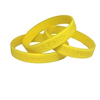 10 Yellow Silicone Awareness Bracelets - Medical Grade Silicone - Latex and Toxin Free - 10 Bracelets - Support suicide prevention, bladder cancer, spina bifida, endometriosis, Troop Military Support