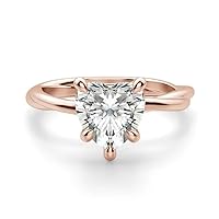 Mois 18K Solid Rose Gold Handmade Engagement Ring 1.00 CT Heart Cut Moissanite Diamond Solitaire Wedding/Bridal Rings for Women/Her Anniversary Ring