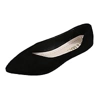 2024 Ladies Fashion Solid Suede Pointed Shallow Mouth Flat Bottom Casual Single Shoes Casual Shoes Women