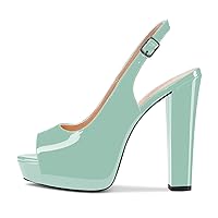 Castamere Women Chunky Block High Platform Heels Peep Open Toe Sandals Slingback Wedding Slip-on Pumps Clear Cute Dress Shoes