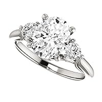 14K Solid White Gold Handmade Engagement Ring, 2.50 CT Oval Cut Moissanite Solitaire Ring Diamond Wedding Ring for Her/Women, Gorgeous Rings, VVS1 Colorless