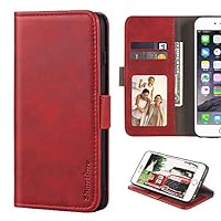 Samsung Galaxy A10s Case, Leather Wallet Case with Cash & Card Slots Soft TPU Back Cover Magnet Flip Case for Samsung Galaxy M01S (Red)