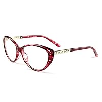 COMPUTER Optical Blue Light Blocking Anti-fatigue Cat Eye Frame Clear Glasses (Purple Floral, Clear)