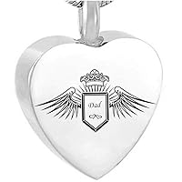 misyou Dad Heart Cremation Urn Necklace for Ashes Urn Jewelry Memorial Keepsake Pendant with Fill Kit