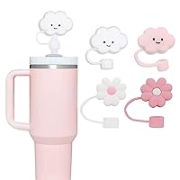 Flower Straw Covers Toppers for Stanley Cups 30&40 Oz Tumbler Accessories Silicone Straw Caps Reusable Straw Tips Protectors for Stanley Cup 10mm 0.4in Straws (Pink2)