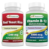 Best Naturals Red Yeast Rice Cholesterol Support 1200 mg & Vitamin B12 6000 mcg