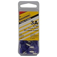 Bussmann (VP/ATM-3-RP) Violet 3 Amp Fast Acting ATM Mini Fuse, (Pack of 25)