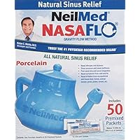 NeilMed Nasaflo Porcelain Neti Pot, 50 Count (Packaging May Vary) (Pack of 4)