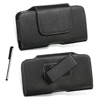 HIGH END BLACK LEATHER FLAP CASE POUCH SWIVEL BELT CLIP HOLSTER A3 For SAMSUNG GALAXY S4 mini , S 4 mini (all carriers)+Stylus Pen(By All_Instore)