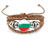 Bulgaria Flag Leather Bracelet - Creative Woven Bulgaria Flag Adjustable Wristband, Women Men Flag Paracord Handmade Braided Bracelet Couple Flag Gifts