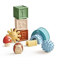 Itzy Ritzy Sensory Blocks Set - 10-Piece Block Set Features Soft Blocks and Textured Characters