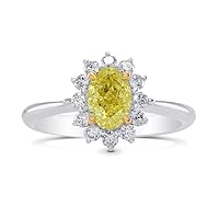 Leibish & co 1.31Cts Yellow Diamond Engagement Halo Ring Set in 18K White Yellow Gold GIA Loose Stone Natural Engagement Anniversary Wedding Real Gift For Her Birthday